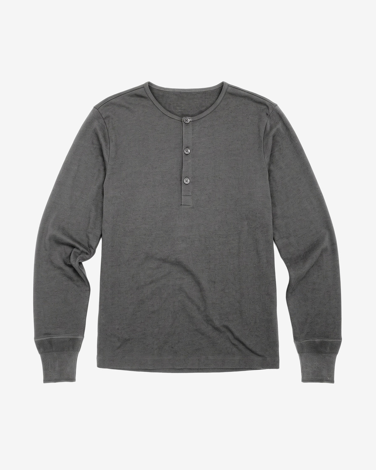 KnowledgeCotton Apparel - MEN Heavy jersey henley shirt Henleys 1073 Dark Grey Melange