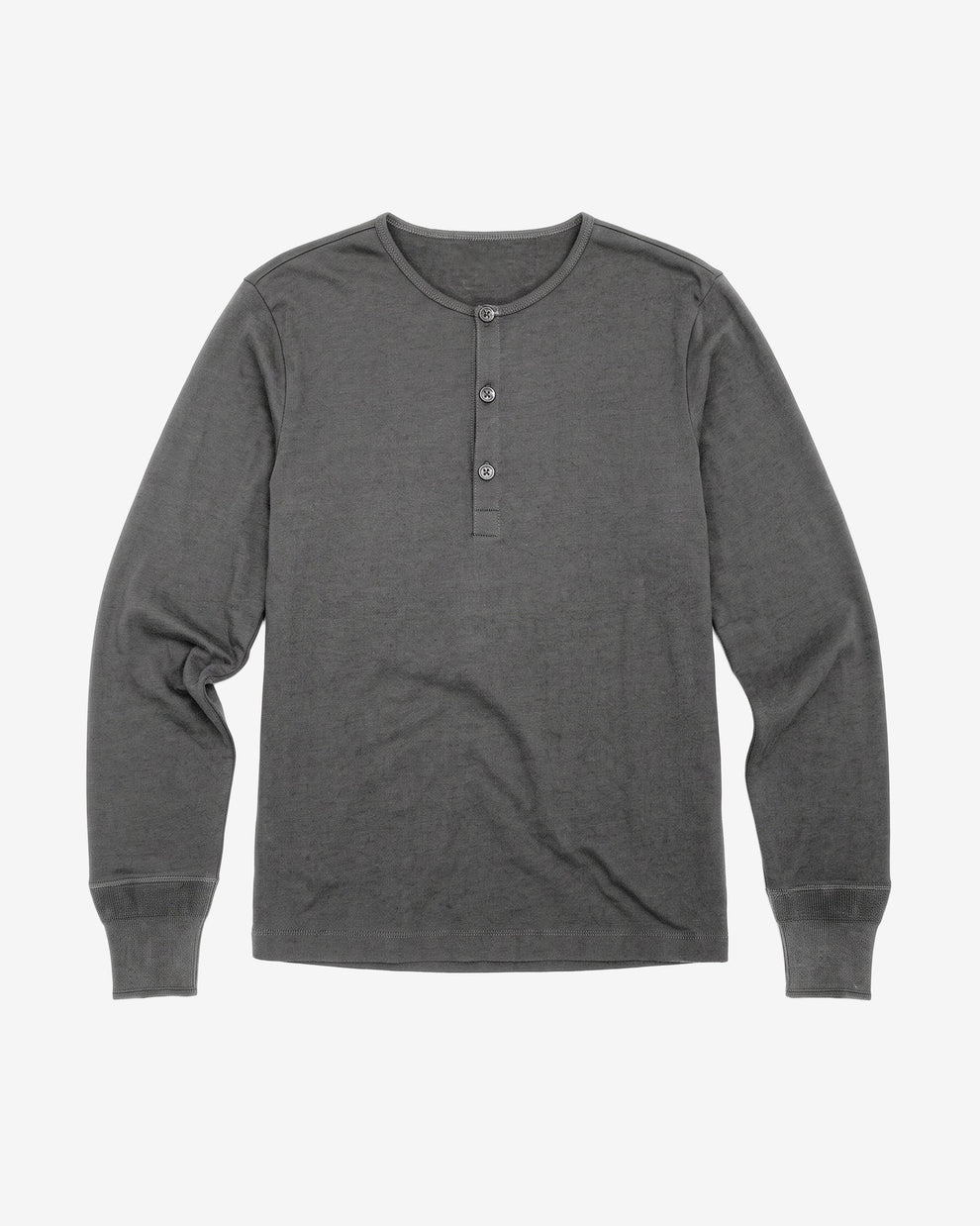 KnowledgeCotton Apparel - MEN Heavy jersey henley shirt Henleys 1073 Dark Grey Melange