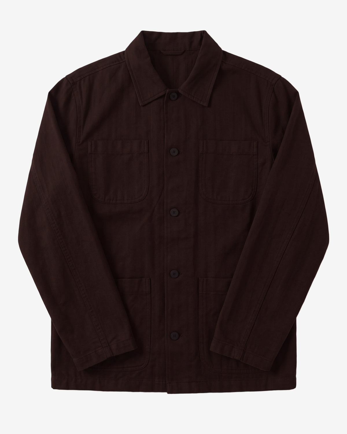 KnowledgeCotton Apparel - MEN Herringbone overshirt Overshirts 1487 Chocolate Torte
