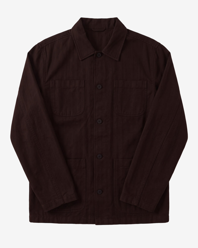 KnowledgeCotton Apparel - MEN Herringbone overshirt Overshirts 1487 Chocolate Torte