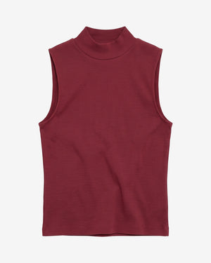KnowledgeCotton Apparel - WMN High neck rib top T-shirts 1500 Burgundy