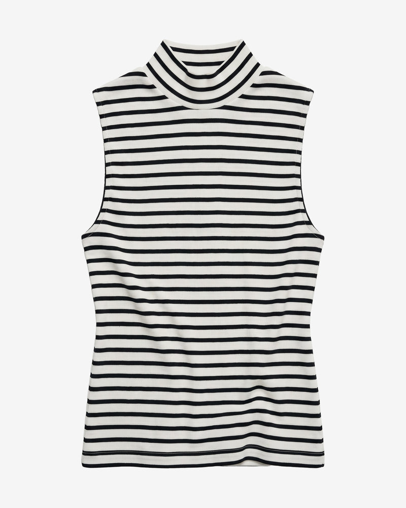 KnowledgeCotton Apparel - WMN High neck rib top T-shirts 8036 Navy