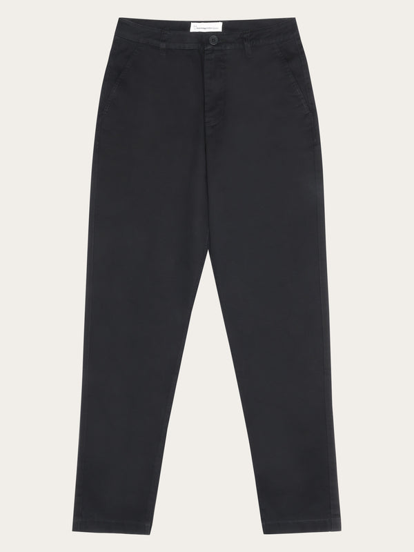 KnowledgeCotton Apparel - WMN IRIS mom mid-rise twill chino - GOTS/Vegan Pants 1300 Black Jet