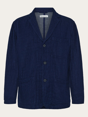 KnowledgeCotton Apparel - MEN Indigo dobby blazer Overshirts 1483 Indigo