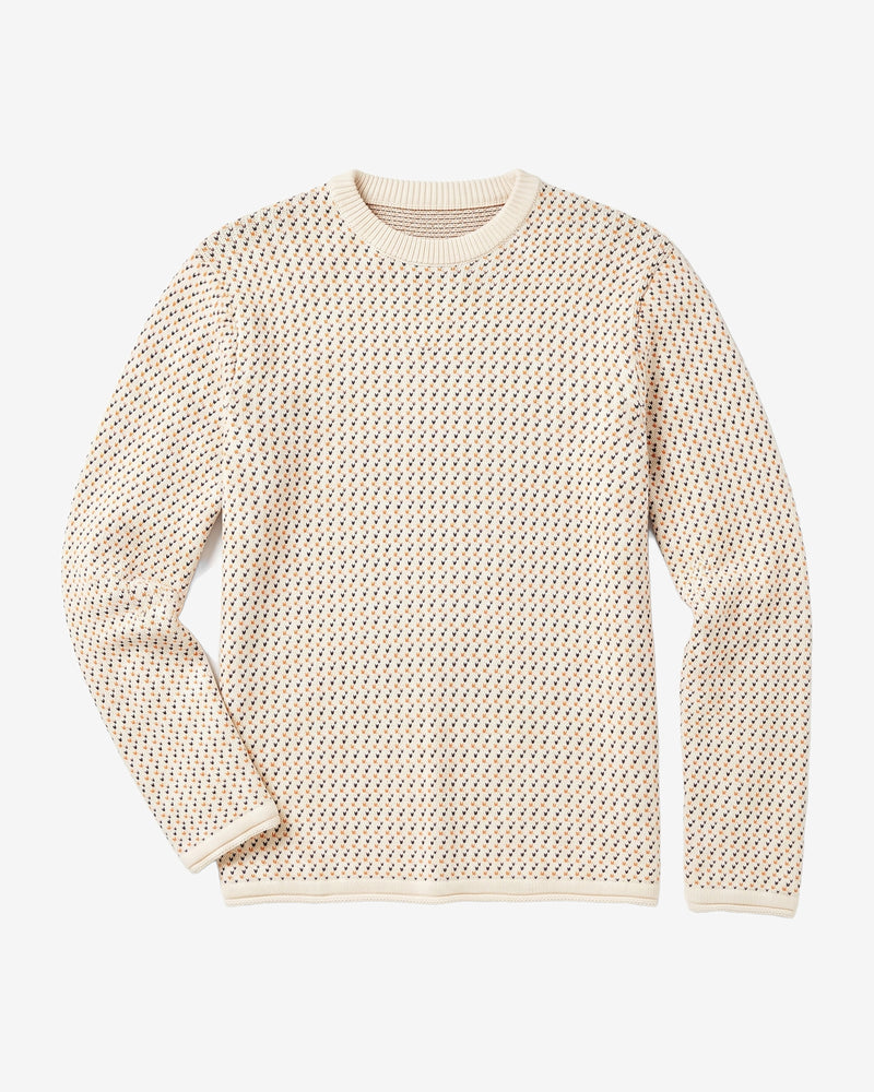 KnowledgeCotton Apparel - MEN Jacquard crew neck sweater Knits 9933 Creme