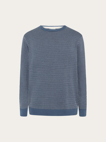 KnowledgeCotton Apparel - MEN Jacquard crew neck sweater Knits 1412 Night Sky