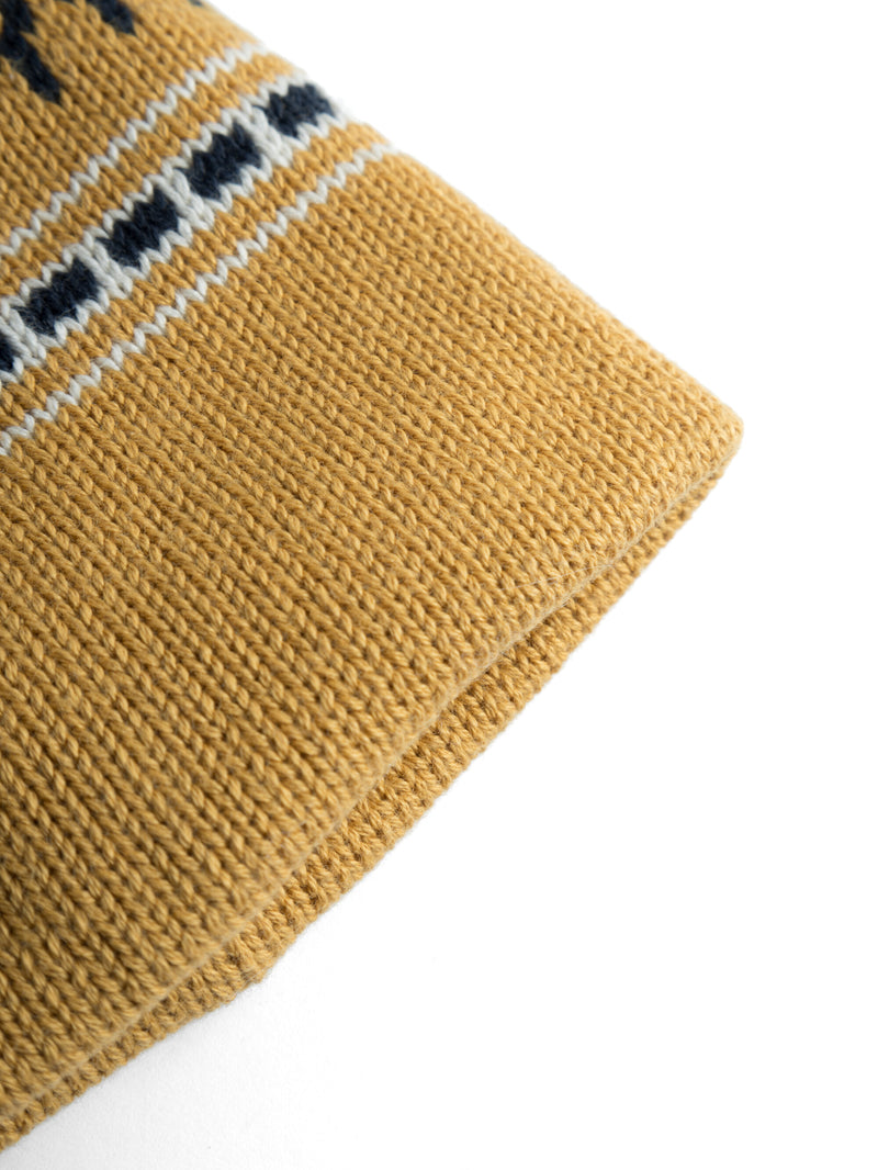 KnowledgeCotton Apparel - YOUNG Kids Jacquard knit beanie Hats 8024 Yellow stripe