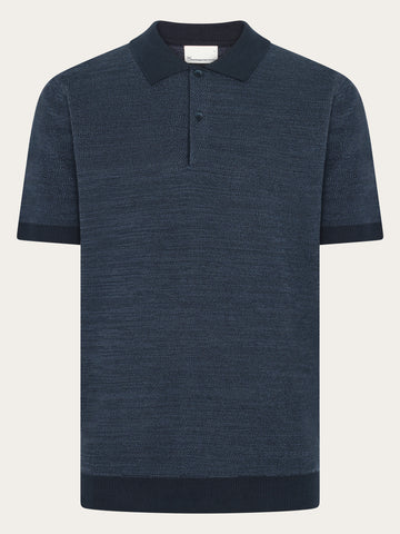 KnowledgeCotton Apparel - MEN Knitted polo Polos 1412 Night Sky