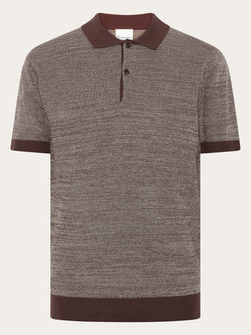 KnowledgeCotton Apparel - MEN Knitted polo Polos 1489 Shaved Chocolate