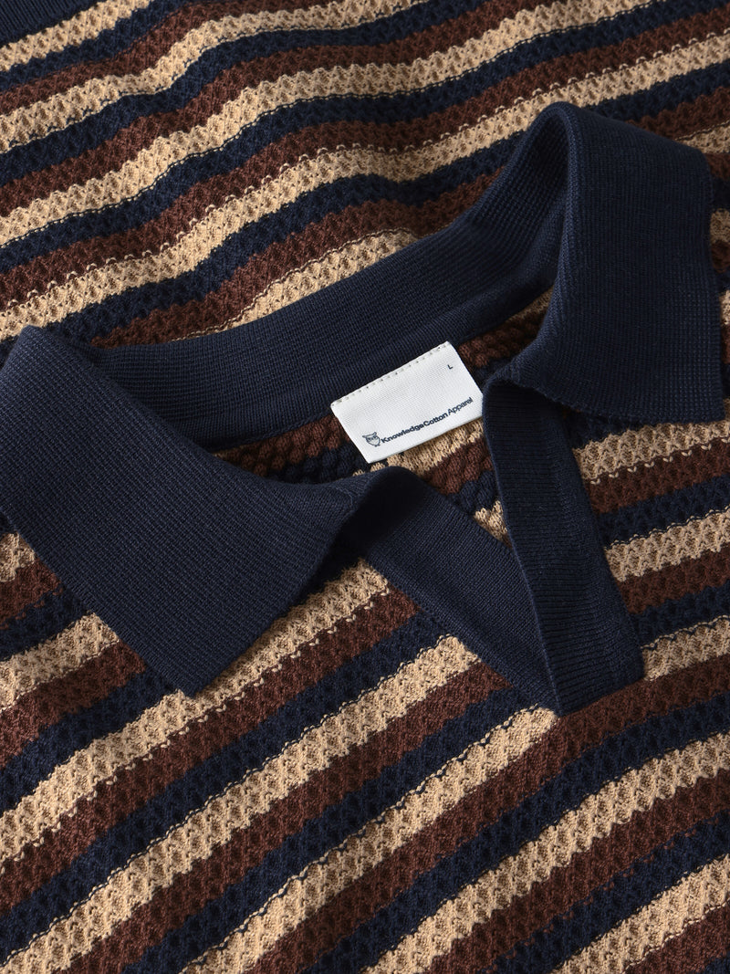 Knitted stripe polo - Brown stripe