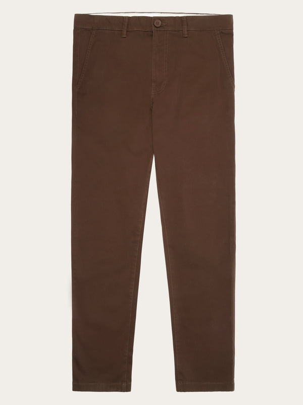 KnowledgeCotton Apparel - MEN LUCA slim twill chino pants Pants 1243 Demitasse (brown)