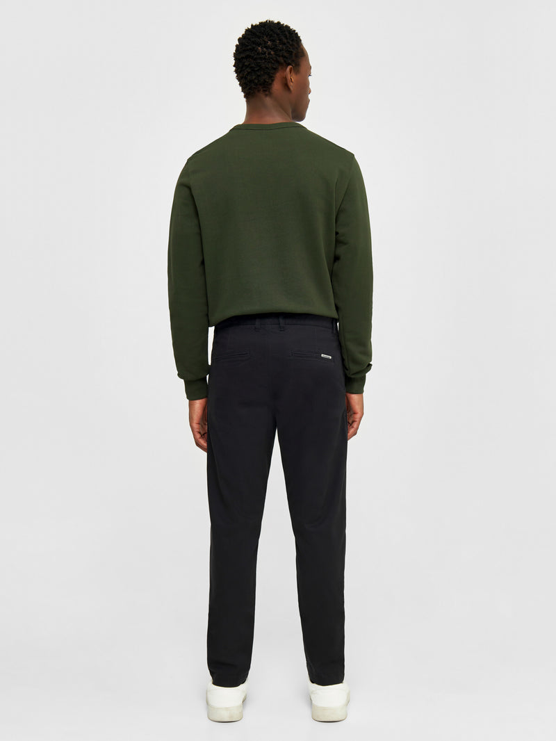 KnowledgeCotton Apparel - MEN LUCA slim twill chino pants Pants 1300 Black Jet