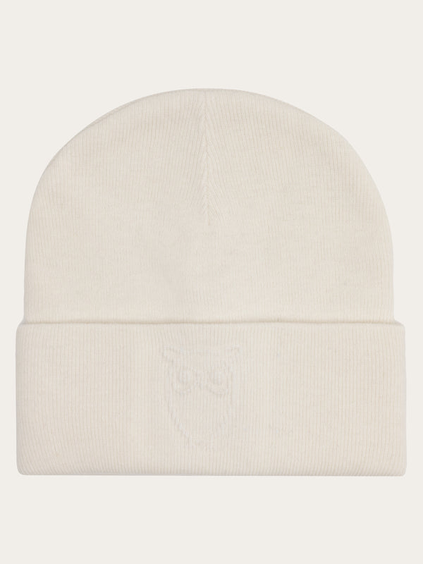 KnowledgeCotton Apparel - UNI Lambswool Logo Embossed Beanie RWS Hats 1387 Egret
