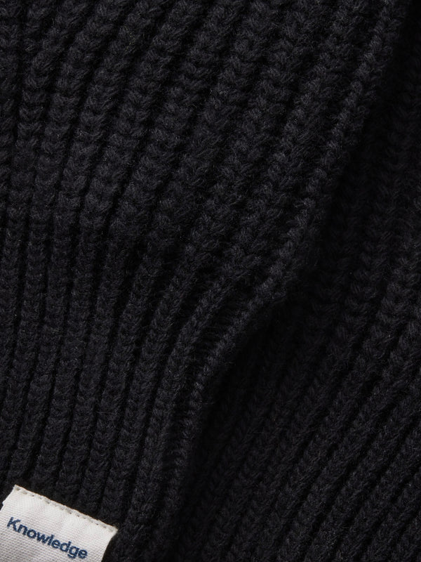 KnowledgeCotton Apparel - UNI Lambswool Patent Knit Gloves RWS Mittens 1300 Black Jet