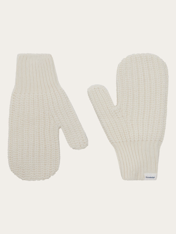 KnowledgeCotton Apparel - UNI Lambswool Patent Knit Gloves RWS Mittens 1387 Egret