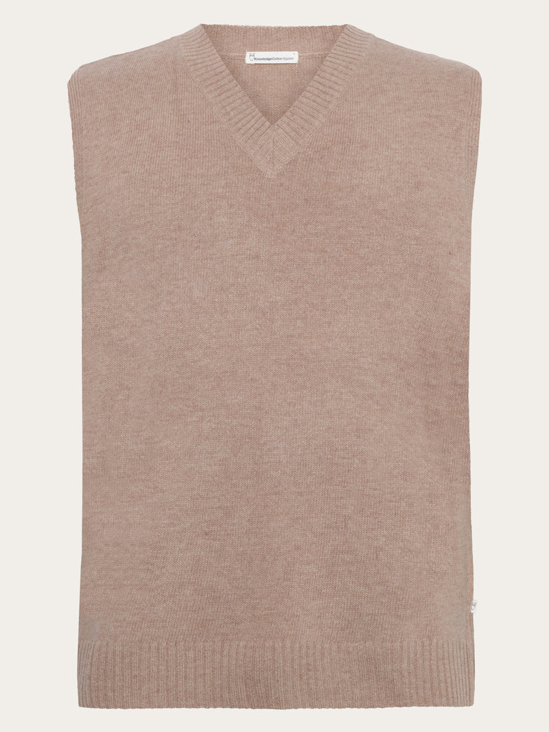 KnowledgeCotton Apparel - MEN Lambswool Vest Knit RWS Knits 1336 Kelp melange