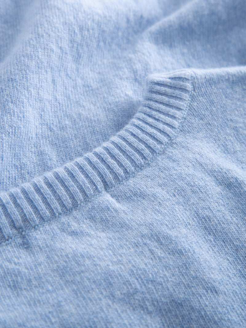 KnowledgeCotton Apparel - WMN Lambswool crew neck Knits 1322 Asley Blue