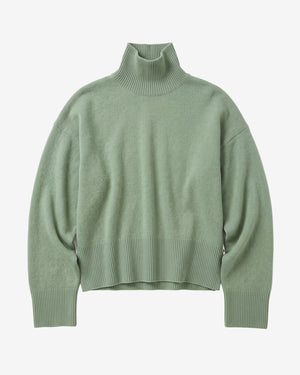 KnowledgeCotton Apparel - WMN Lambswool high neck sweater Knits 1396 Lily Pad