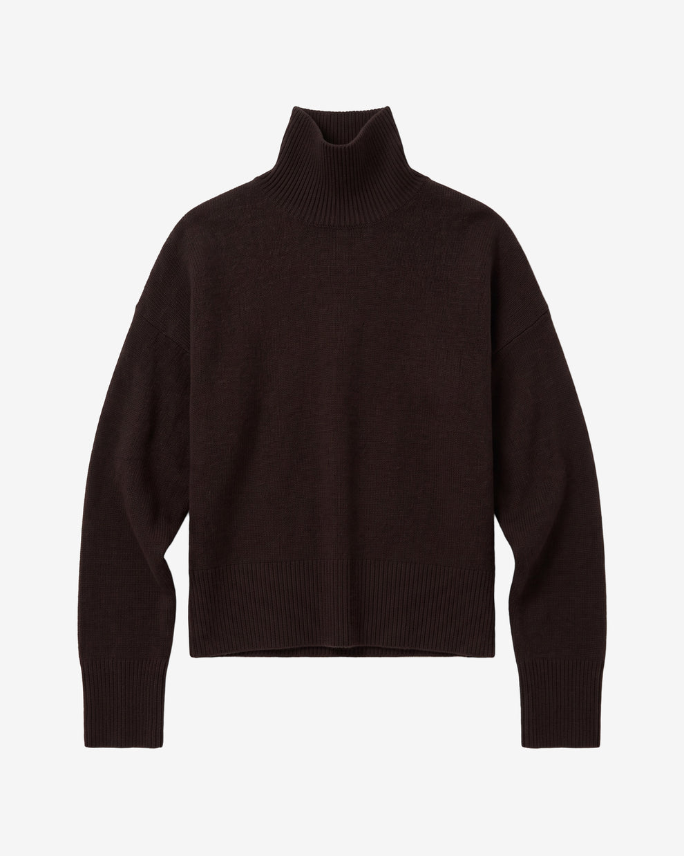 KnowledgeCotton Apparel - WMN Lambswool high neck sweater Knits 1487 Chocolate Torte