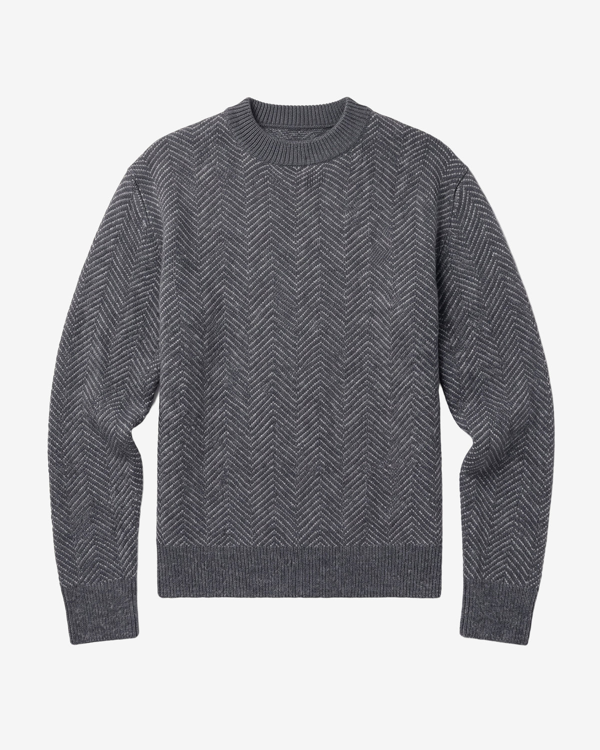 KnowledgeCotton Apparel - MEN Lambswool jacquard sweater Knits 1073 Dark Grey Melange