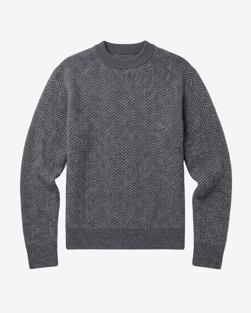KnowledgeCotton Apparel - MEN Lambswool jacquard sweater Knits 1073 Dark Grey Melange