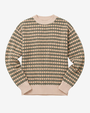 KnowledgeCotton Apparel - MEN Lambswool jacquard sweater Knits 9923 Green