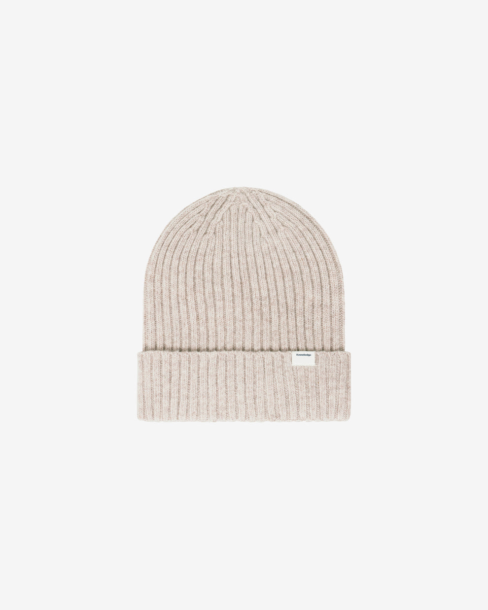 KnowledgeCotton Apparel - UNI Lambswool rib beanie Hats 1074 Nature Melange