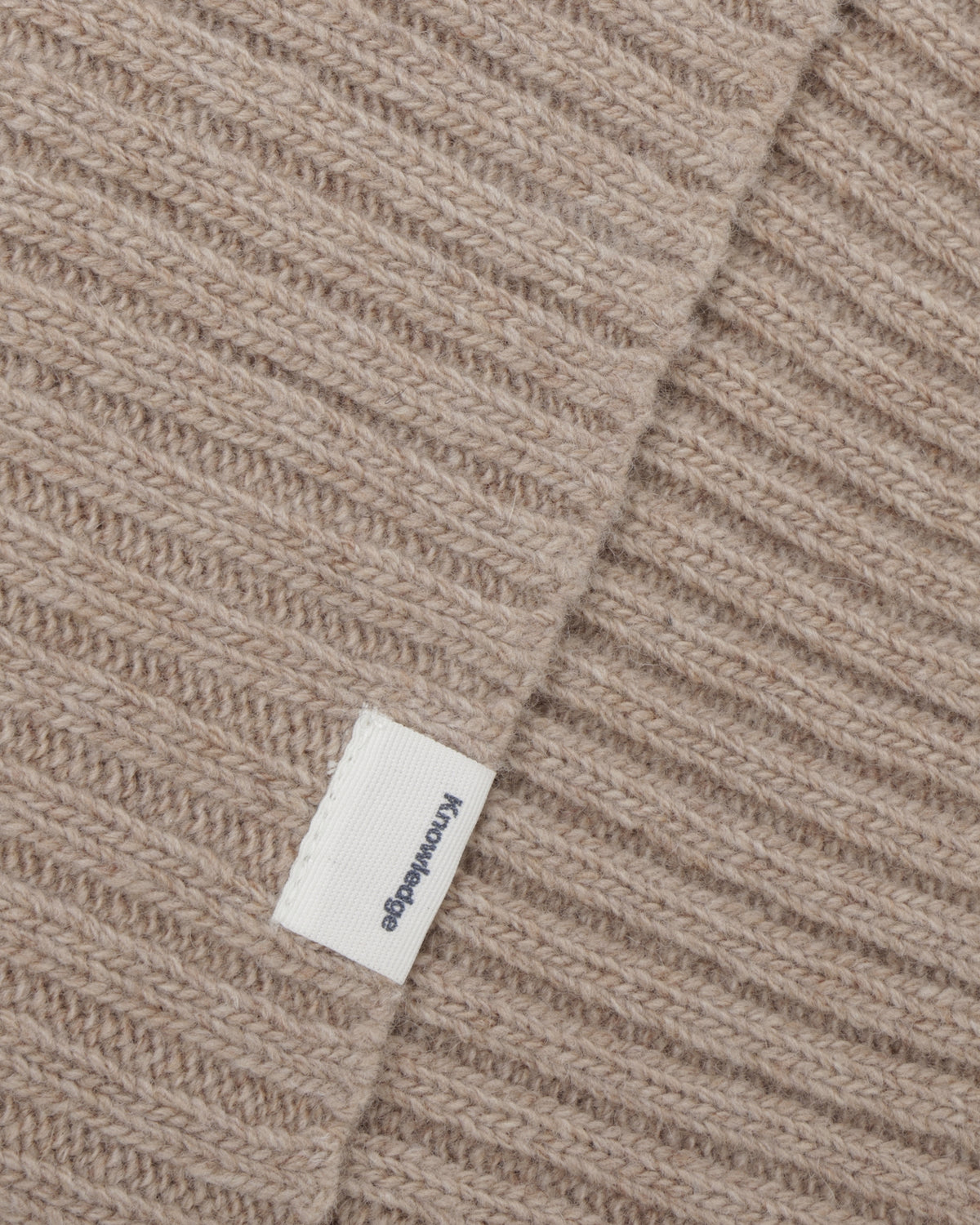 KnowledgeCotton Apparel - UNI Lambswool rib beanie Hats 1336 Kelp melange