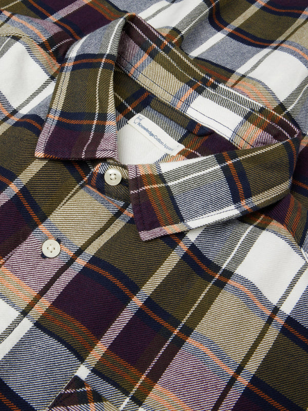 KnowledgeCotton Apparel - MEN Light flannel checkered costum fit shirt Shirts 7021 blue check