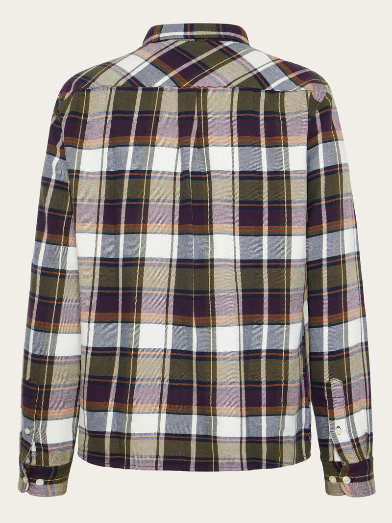KnowledgeCotton Apparel - MEN Light flannel checkered costum fit shirt Shirts 7021 blue check