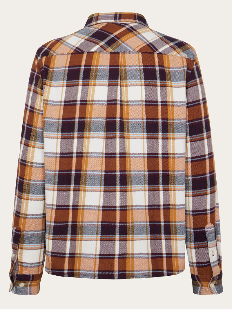 KnowledgeCotton Apparel - MEN Light flannel checkered costum fit shirt Shirts 7025 Red check