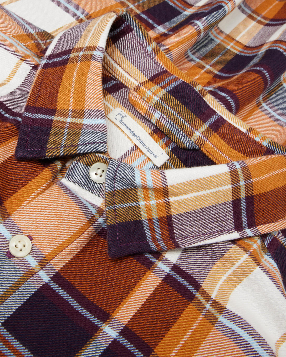 KnowledgeCotton Apparel - MEN Light flannel checkered costum fit shirt Shirts 7025 Red check