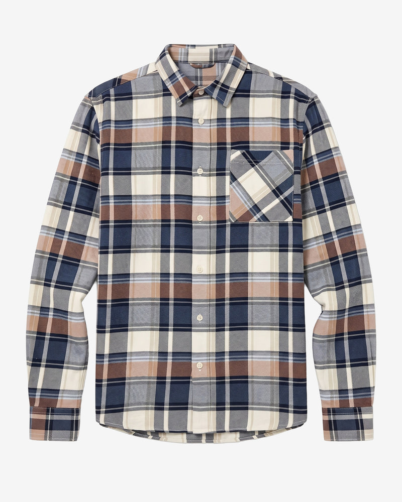 KnowledgeCotton Apparel - MEN Light flannel checkered costum fit shirt Shirts 7036 Navy