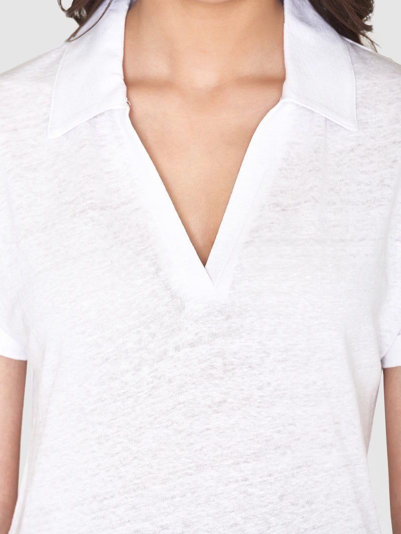 KnowledgeCotton Apparel - WMN Organic Linen Polo GOTS/Vegan T-shirts 1010 Bright White