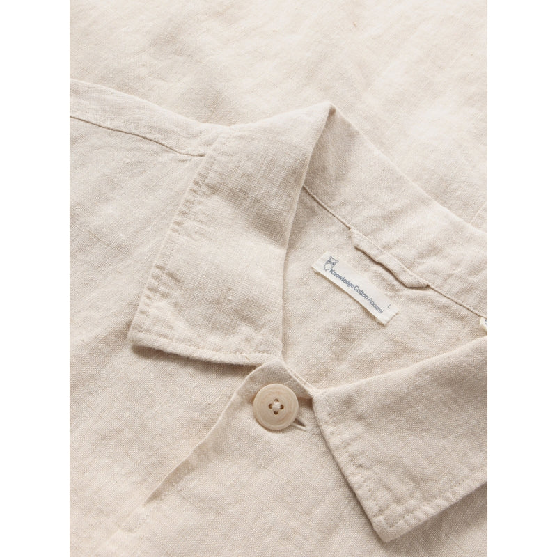 KnowledgeCotton Apparel - MEN Linen overshirt Overshirts 1449 Yarndyed - Light feather gray