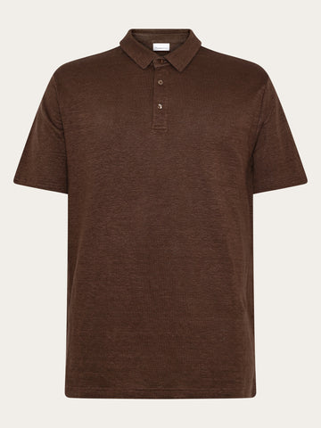 KnowledgeCotton Apparel - MEN Linen polo Polos 1489 Shaved Chocolate
