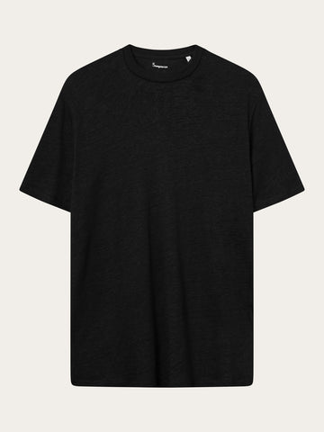 KnowledgeCotton Apparel - MEN Linen t-shirt T-shirts 1300 Black Jet