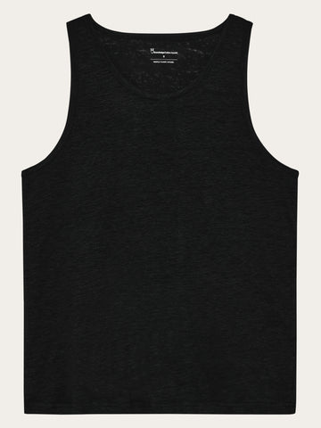 KnowledgeCotton Apparel - WMN Linen tank top T-shirts 1300 Black Jet