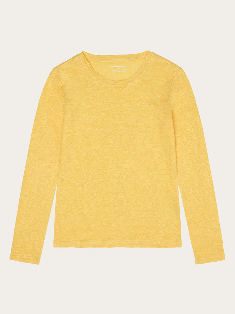 KnowledgeCotton Apparel - WMN Long sleeve linen t-shirt - GOTS/Vegan Long Sleeves 1482 Yarrow