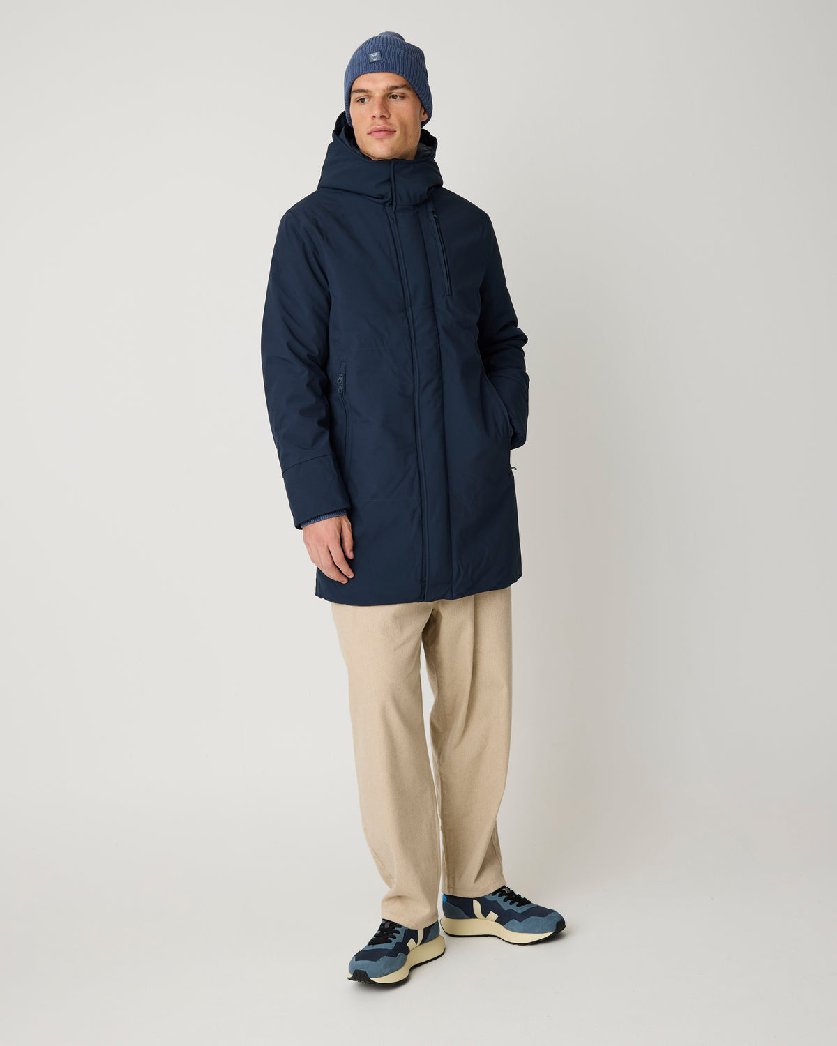 KnowledgeCotton Apparel - MEN Long soft shell jacket CLIMATE SHELL™ Jackets 1001 Total Eclipse