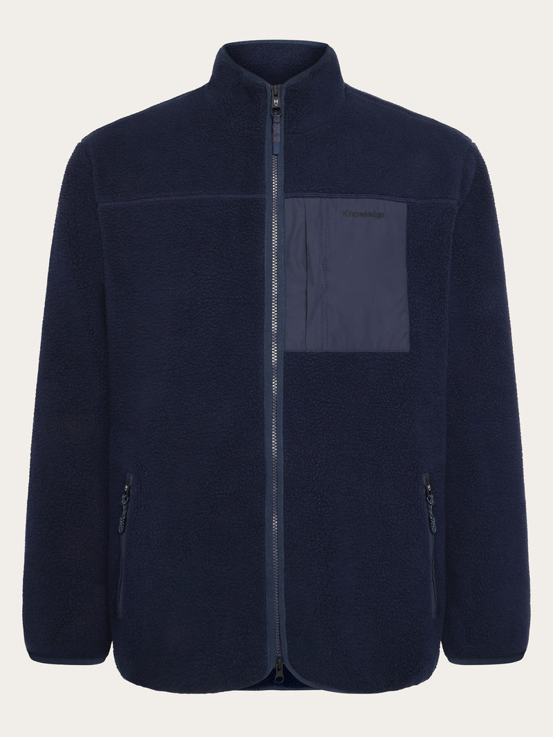 KnowledgeCotton Apparel - MEN Loose Fit Zip Fleece - GRS/Vegan Fleeces 1412 Night Sky