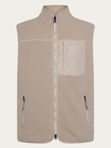 KnowledgeCotton Apparel - UNI Loose Fit Zip Fleece Vest GRS/Vegan Fleeces 1228 Light feather gray