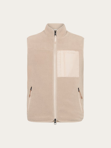 KnowledgeCotton Apparel - UNI Loose Fit Zip Fleece Vest GRS/Vegan Fleeces 1228 Light feather gray