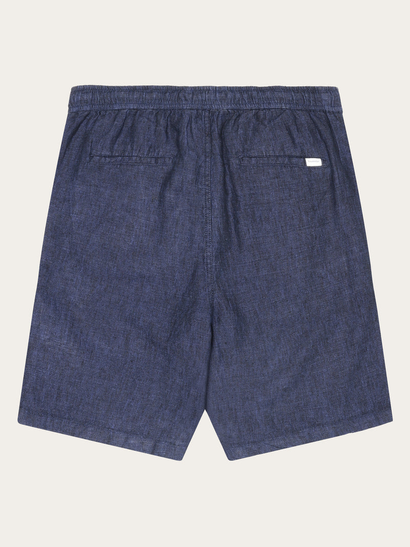 KnowledgeCotton Apparel - MEN Loose Linen shorts Shorts 1450 Yarndyed - Total Eclipse
