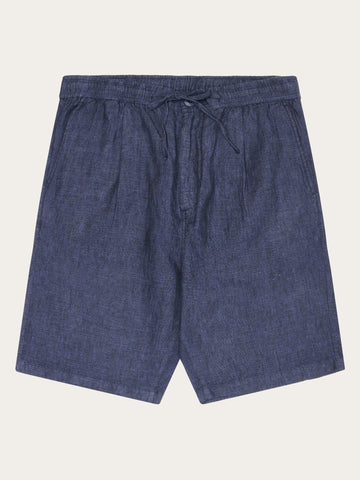 KnowledgeCotton Apparel - MEN Loose Linen shorts Shorts 1450 Yarndyed - Total Eclipse