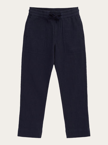 KnowledgeCotton Apparel - YOUNG Loose crushed cotton pants - GOTS/Vegan Pants 1001 Total Eclipse