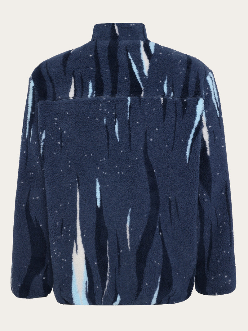 KnowledgeCotton Apparel - UNI Loose fit Northern Lights zip fleece - GRS Fleeces 9921 Blue