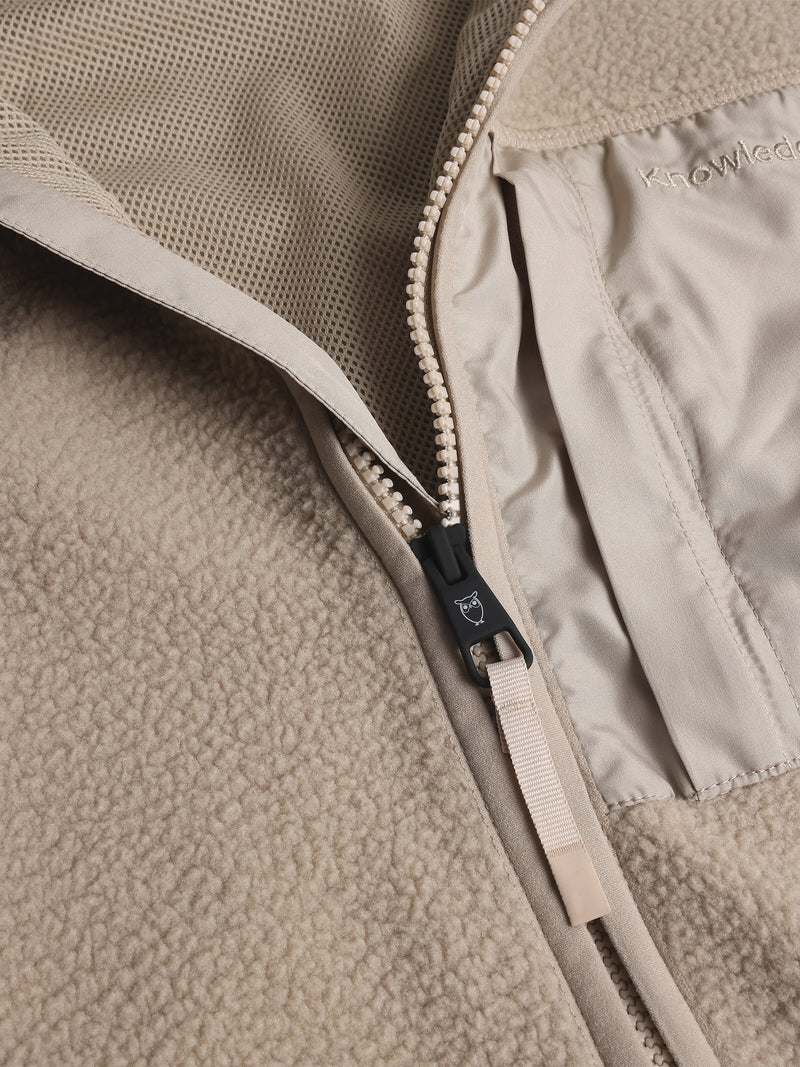 KnowledgeCotton Apparel - WMN Loose fit Zip Fleece - GRS/Vegan Fleeces 1228 Light feather gray