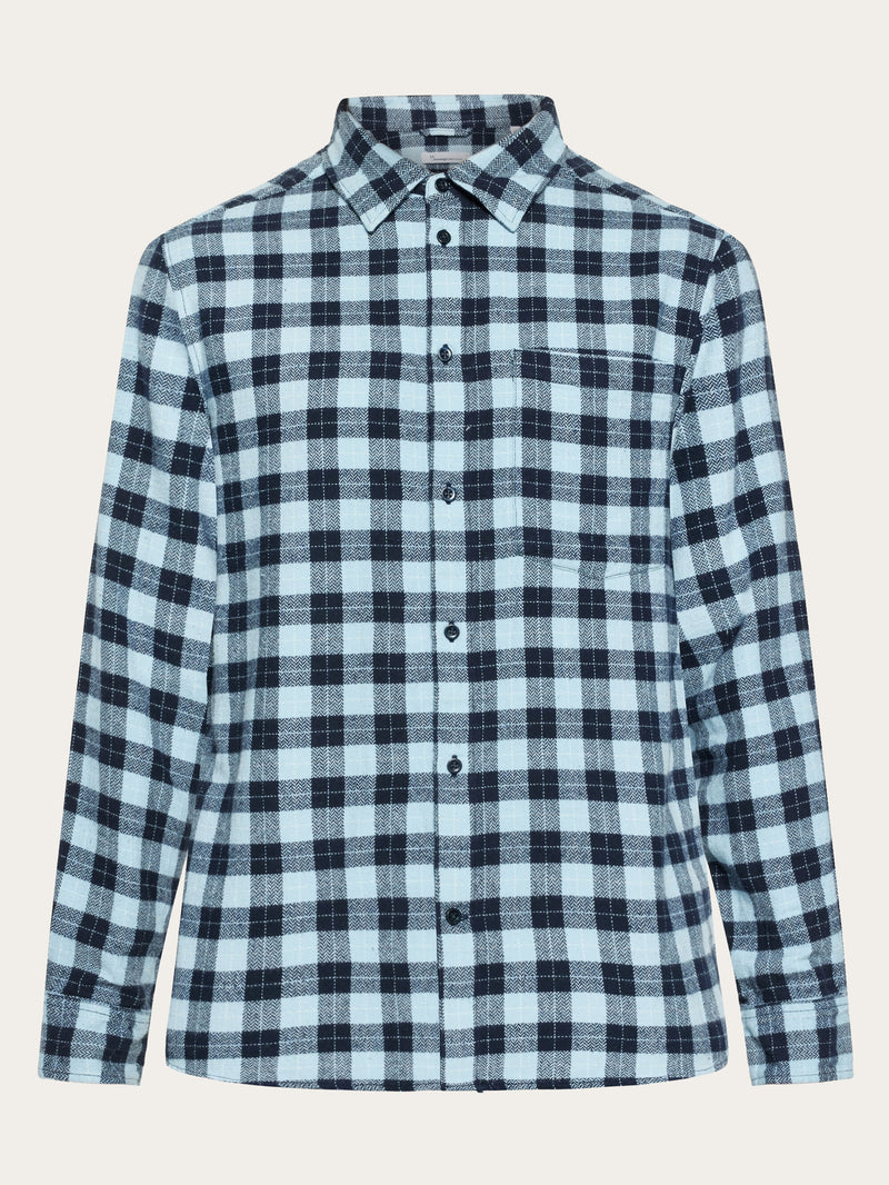 KnowledgeCotton Apparel - MEN Loose fit checkered shirt Shirts 7034 blue check