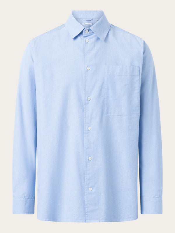 KnowledgeCotton Apparel - MEN Loose fit oxford shirt Shirts 1235 Lapis Blue